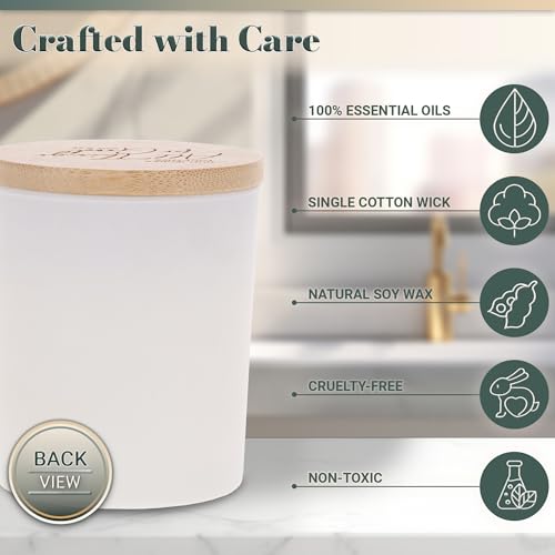 Christian Art Gifts Natural Soy Wax Inspirational Scripture Scented Candle: All Things for Good Bible Verse, Glass Jar, Bamboo Lid, Pure Essential Oils, Lead-Free Cotton Wick, Calming Breeze Scent