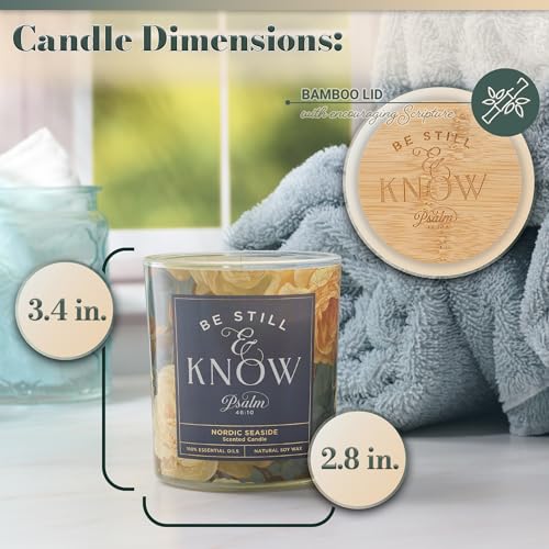 Christian Art Gifts Natural Soy Wax Inspirational Scripture Scented Candle: All Things for Good Bible Verse, Glass Jar, Bamboo Lid, Pure Essential Oils, Lead-Free Cotton Wick, Calming Breeze Scent