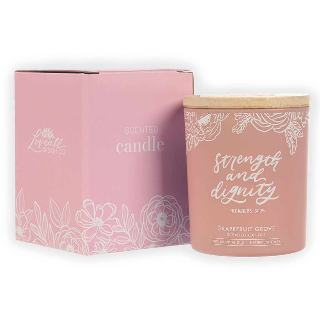 Christian Art Gifts Natural Soy Wax Inspirational Scripture Scented Candle: All Things for Good Bible Verse, Glass Jar, Bamboo Lid, Pure Essential Oils, Lead-Free Cotton Wick, Calming Breeze Scent