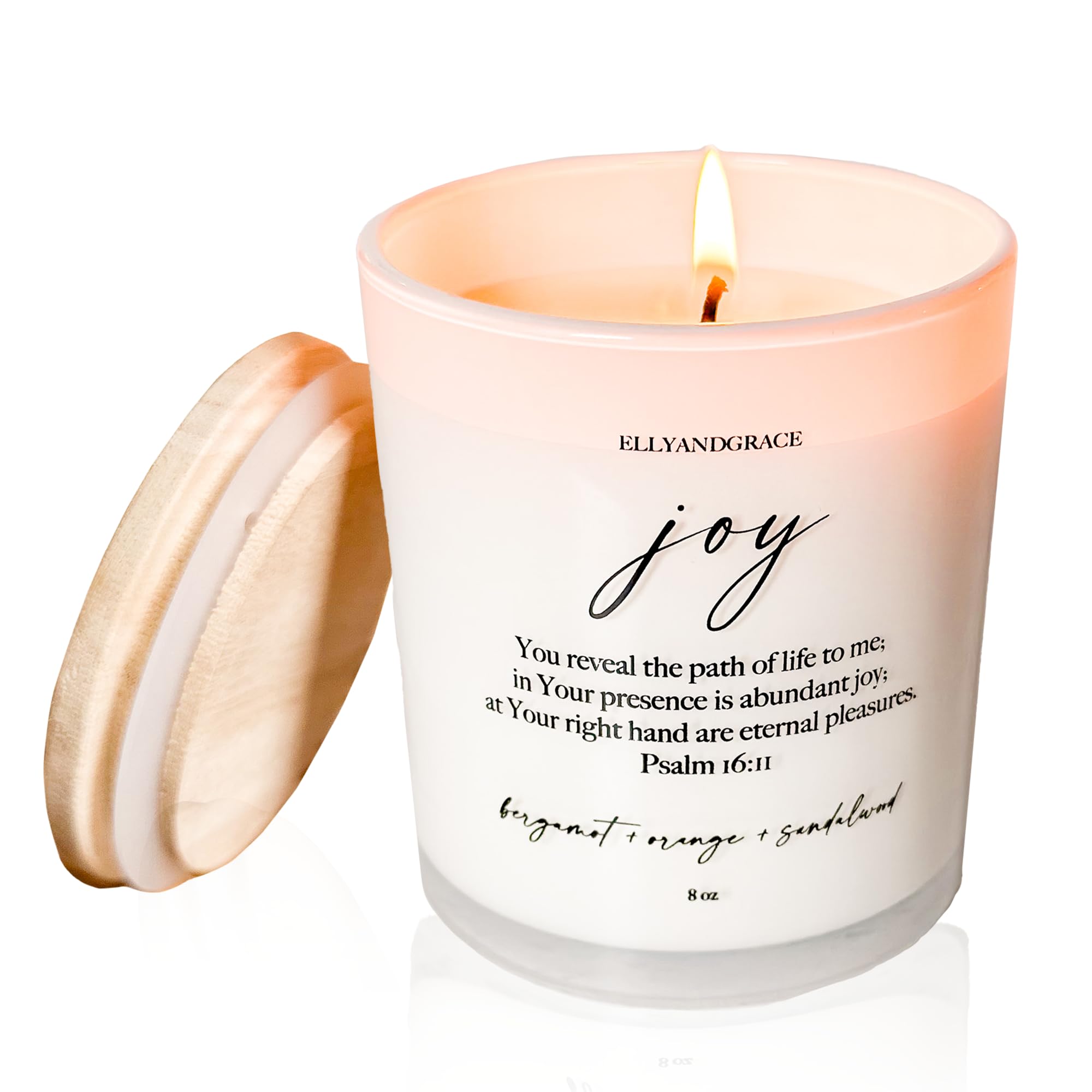 Elly & Grace - Scented Glass Soy Candle with Inspirational Bible Verse - Christian Gifts for Home Thinking of You Gifts for Women Candles