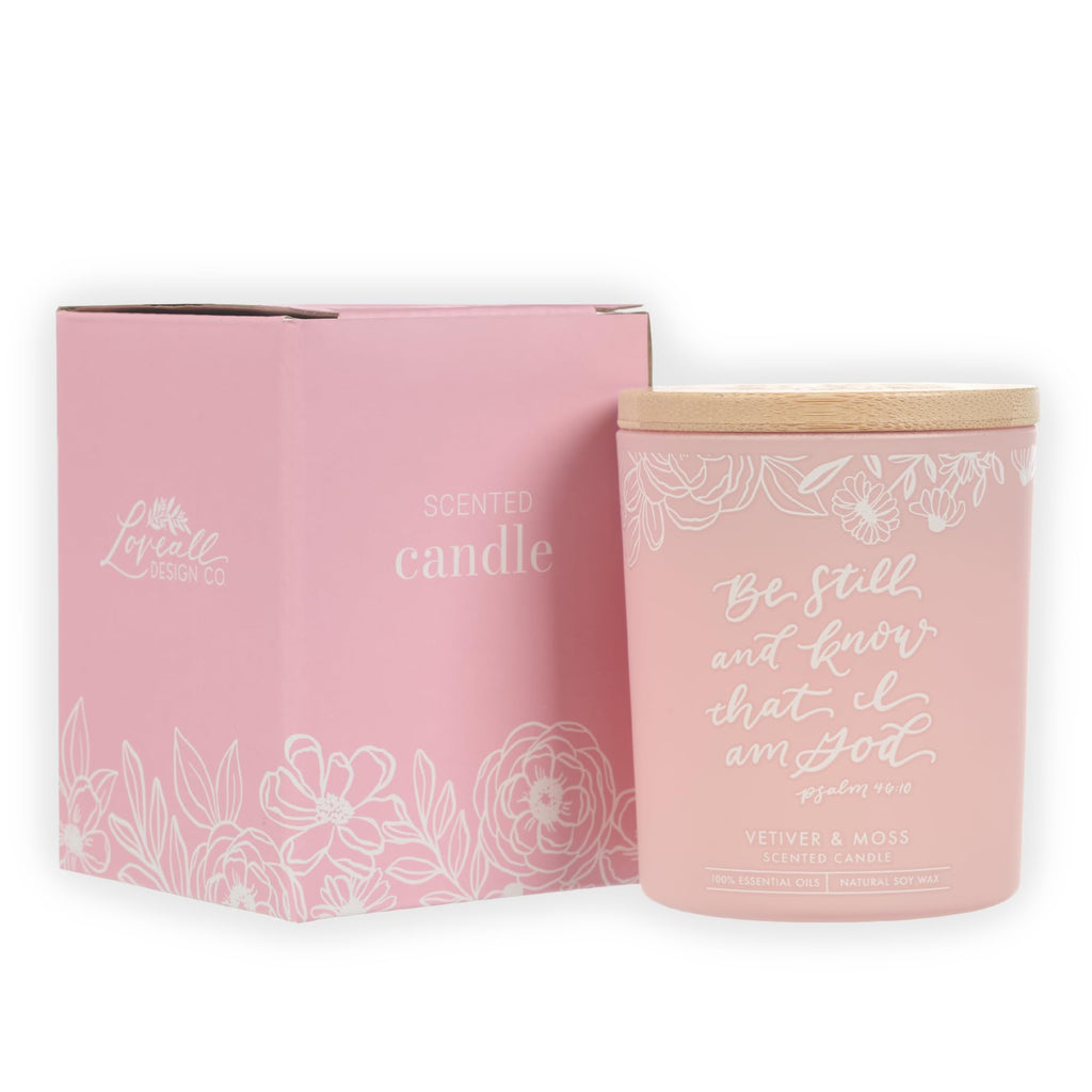 Christian Art Gifts Natural Soy Wax Inspirational Scripture Scented Candle: All Things for Good Bible Verse, Glass Jar, Bamboo Lid, Pure Essential Oils, Lead-Free Cotton Wick, Calming Breeze Scent