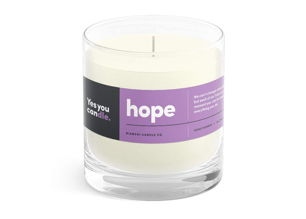 Hope, Inspirational 8oz Highly Scented Candle, Soy, Made in USA, Great Message, Pure Essential Oils, Holiday Gift, Aromatherapy, 100% Pure, Vanilla and Sandalwood