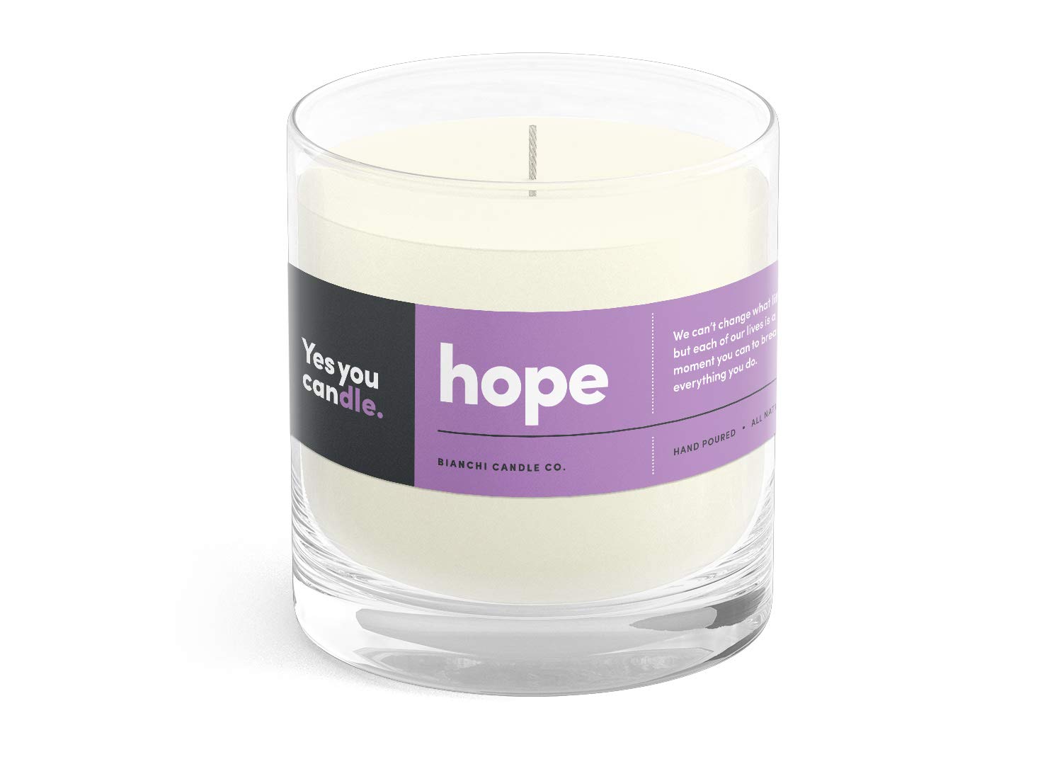 Hope, Inspirational 8oz Highly Scented Candle, Soy, Made in USA, Great Message, Pure Essential Oils, Holiday Gift, Aromatherapy, 100% Pure, Vanilla and Sandalwood