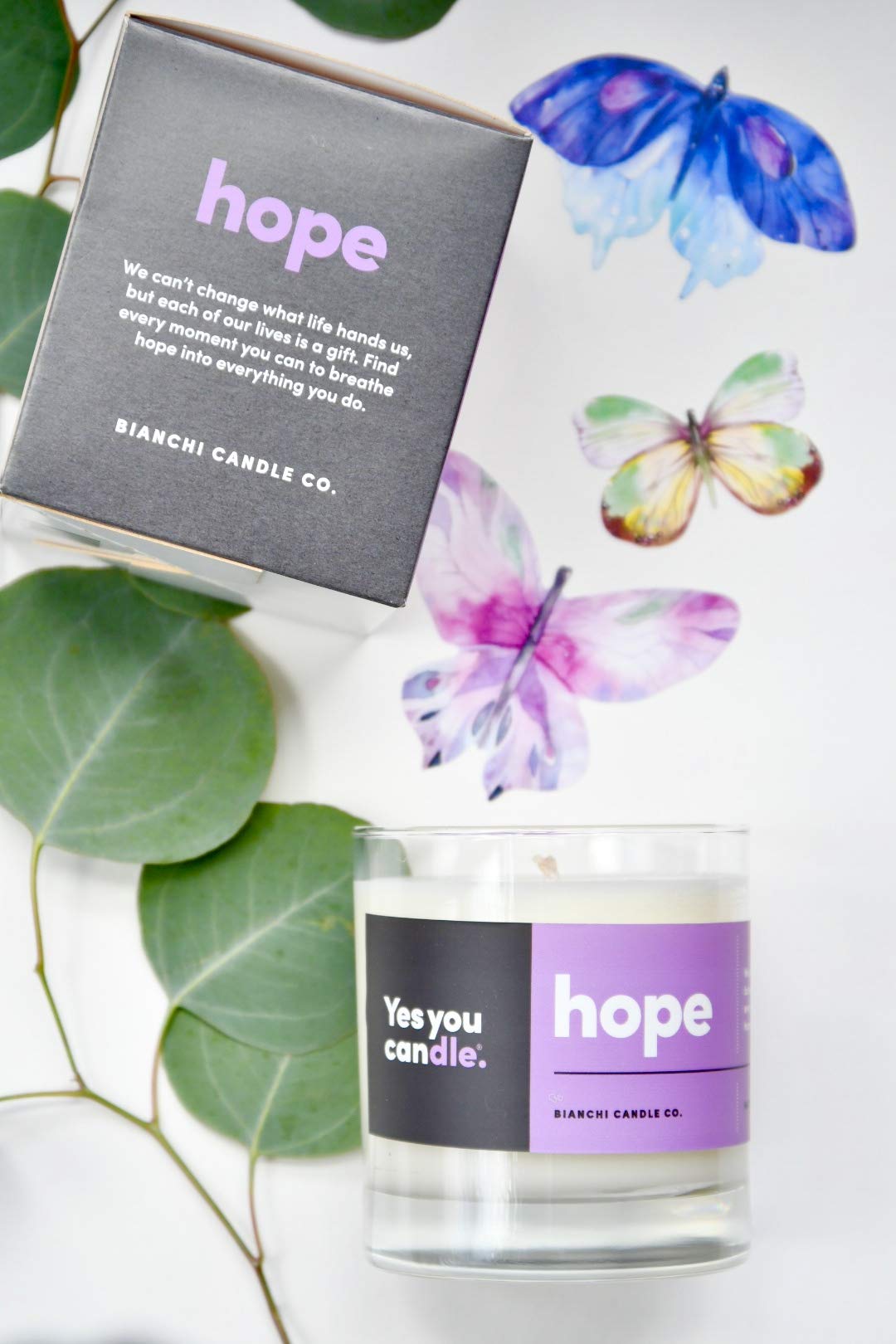 Hope, Inspirational 8oz Highly Scented Candle, Soy, Made in USA, Great Message, Pure Essential Oils, Holiday Gift, Aromatherapy, 100% Pure, Vanilla and Sandalwood