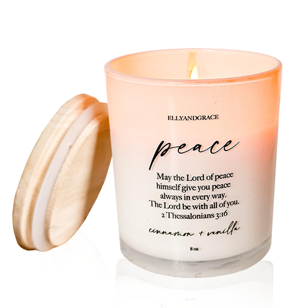 Elly & Grace - Scented Glass Soy Candle with Inspirational Bible Verse - Christian Gifts for Home Thinking of You Gifts for Women Candles
