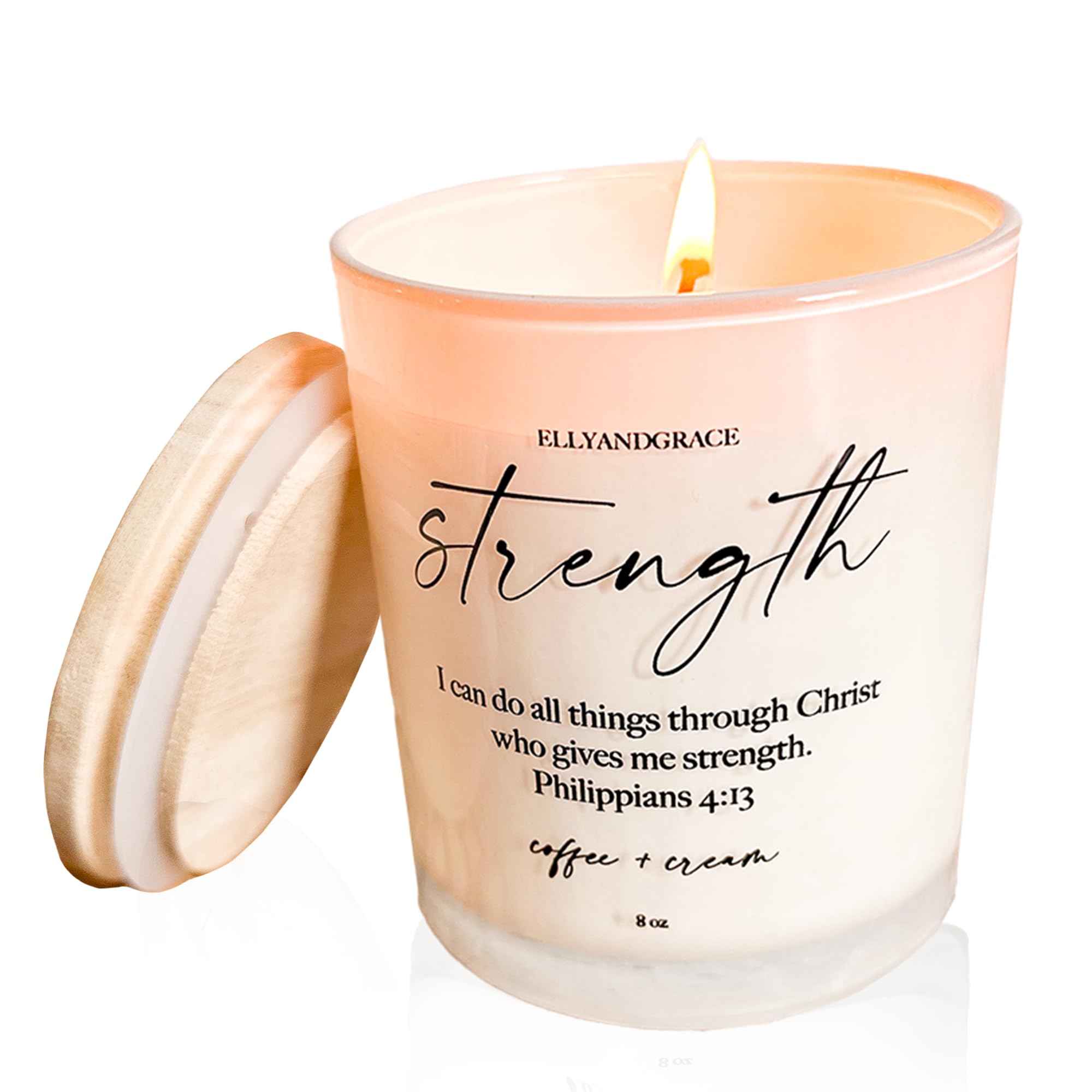 Elly & Grace - Scented Glass Soy Candle with Inspirational Bible Verse - Christian Gifts for Home Thinking of You Gifts for Women Candles