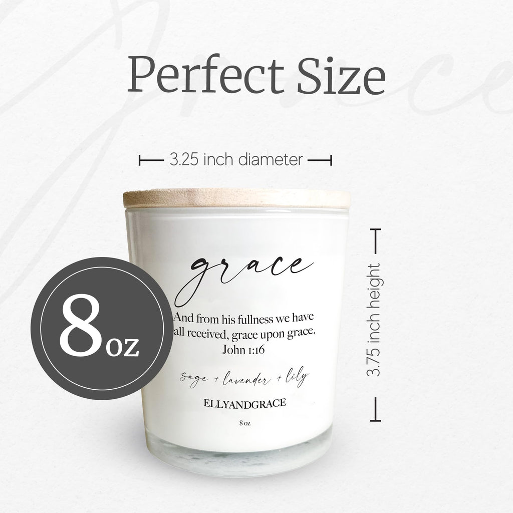 Elly & Grace - Scented Glass Soy Candle with Inspirational Bible Verse - Christian Gifts for Home Thinking of You Gifts for Women Candles