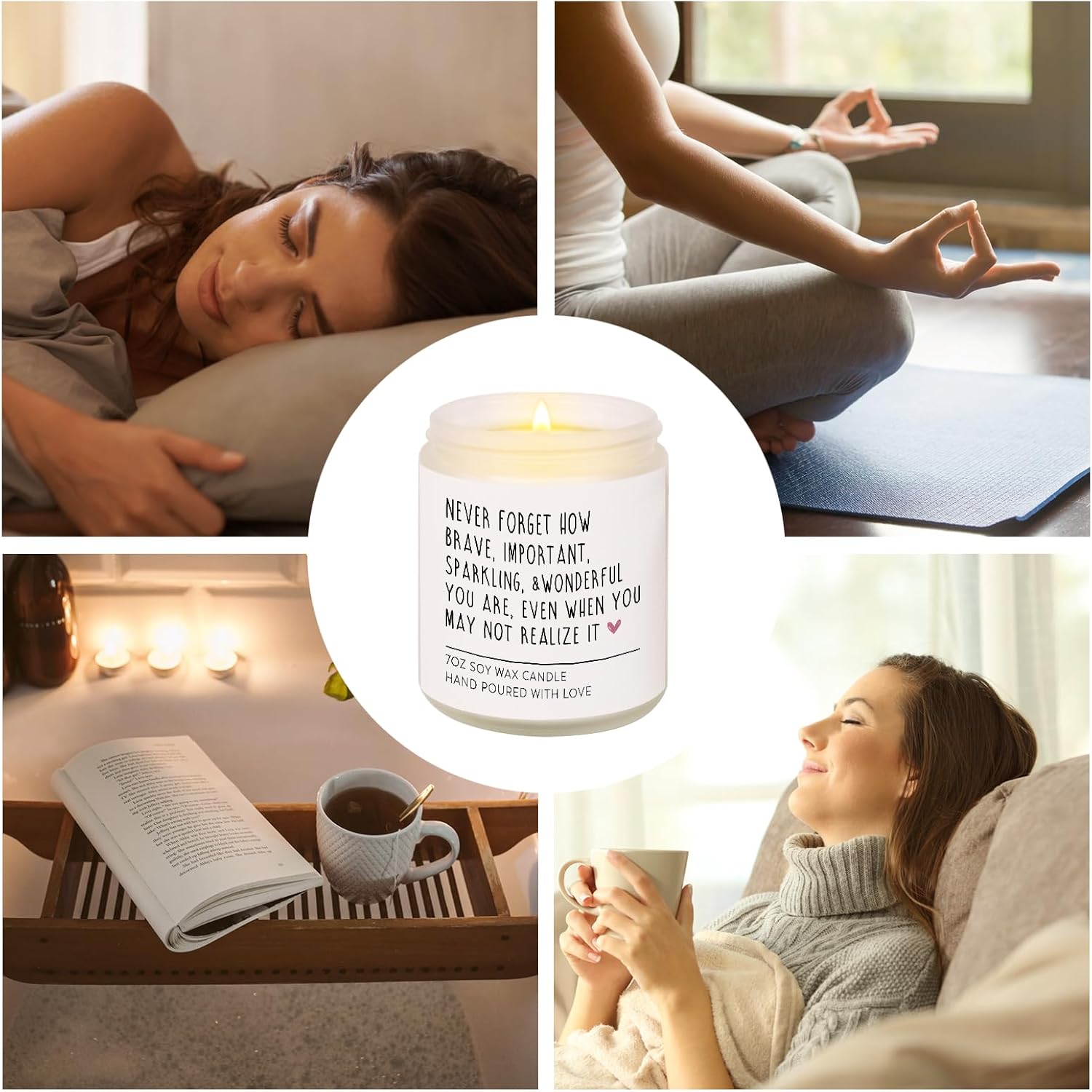 Afterprints Scented Candles - Inspirational Gifts for Women, Birthday Gifts for Her, Encouragement/Get Well Soon/Cheer Up/Positive Gift for Friends, Coworker, Sister, Natural Soy Candle 7Oz