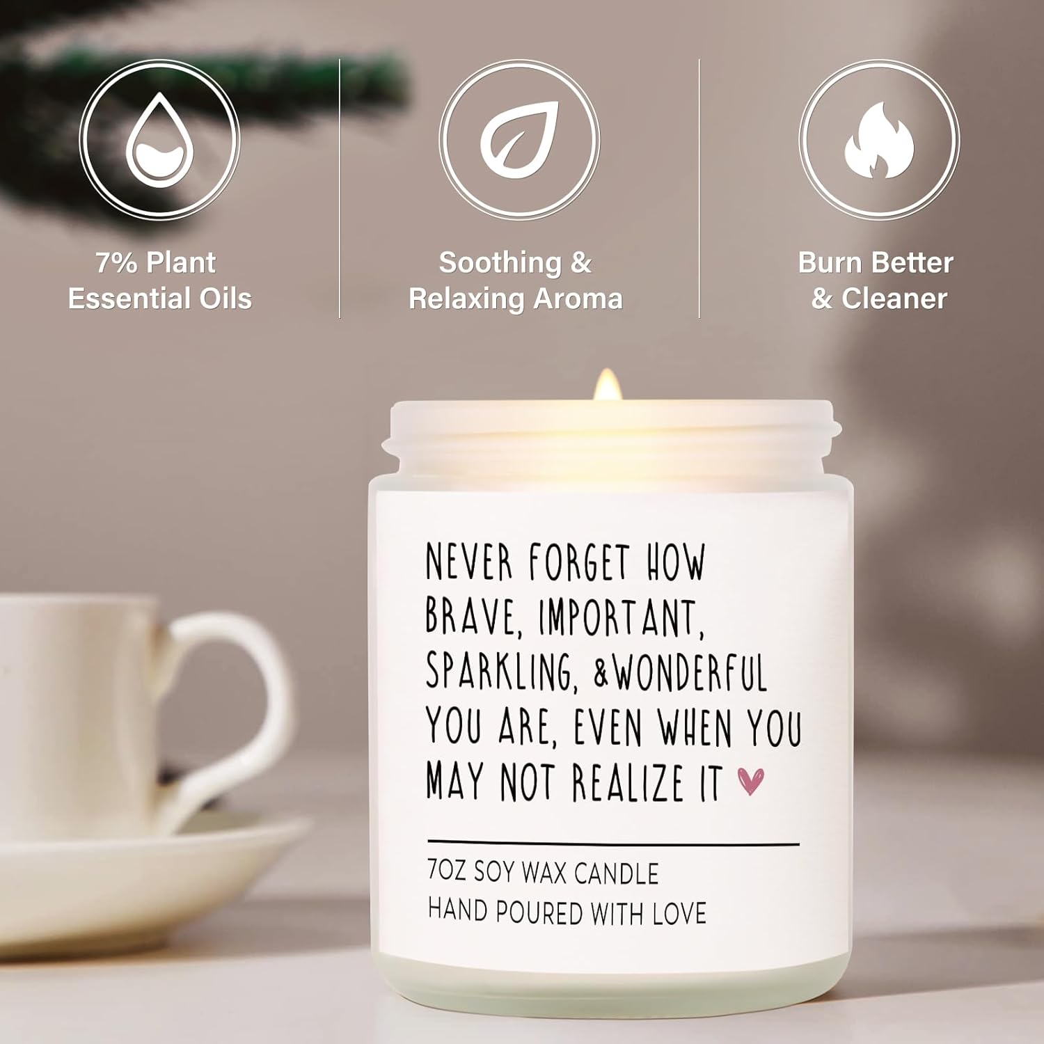 Afterprints Scented Candles - Inspirational Gifts for Women, Birthday Gifts for Her, Encouragement/Get Well Soon/Cheer Up/Positive Gift for Friends, Coworker, Sister, Natural Soy Candle 7Oz