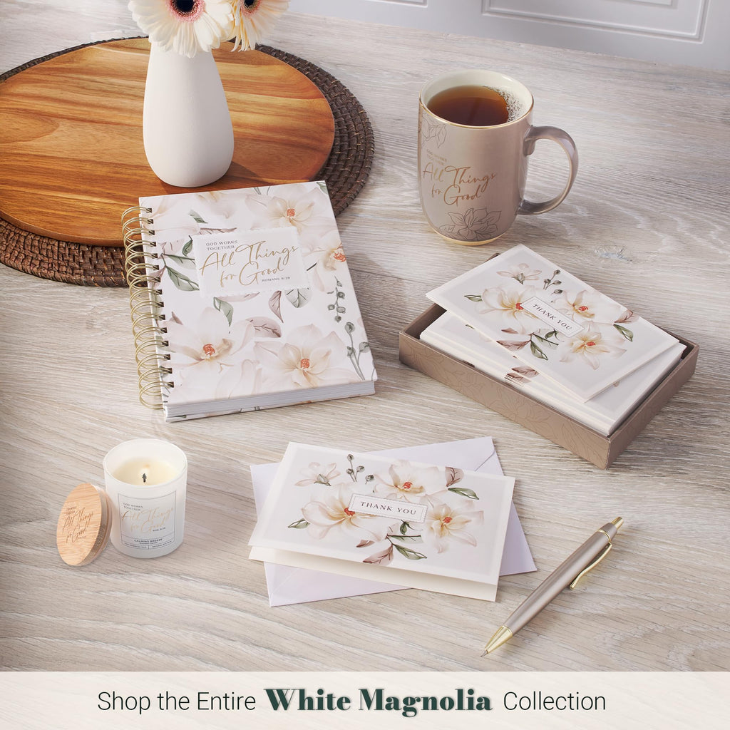 Christian Art Gifts Natural Soy Wax Inspirational Scripture Scented Candle: All Things for Good Bible Verse, Glass Jar, Bamboo Lid, Pure Essential Oils, Lead-Free Cotton Wick, Calming Breeze Scent