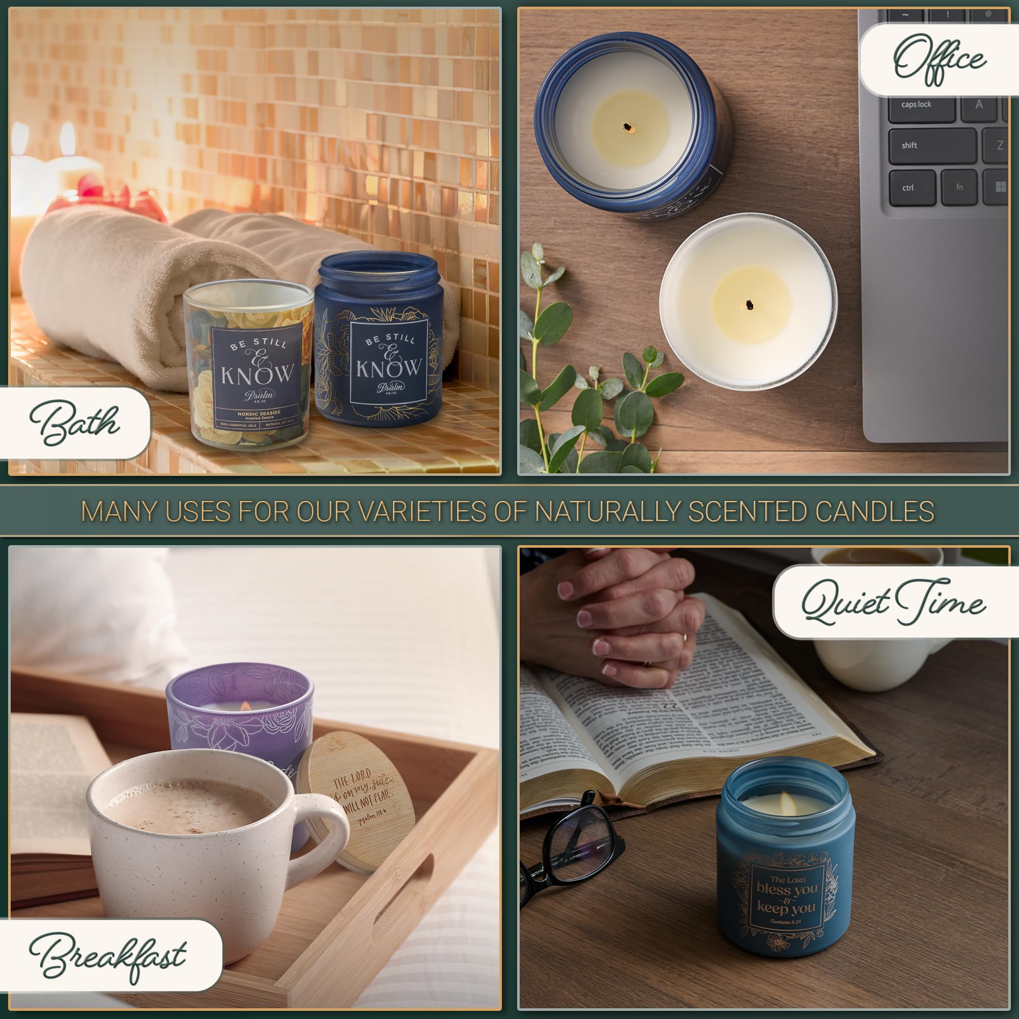 Christian Art Gifts Natural Soy Wax Inspirational Scripture Scented Candle: All Things for Good Bible Verse, Glass Jar, Bamboo Lid, Pure Essential Oils, Lead-Free Cotton Wick, Calming Breeze Scent