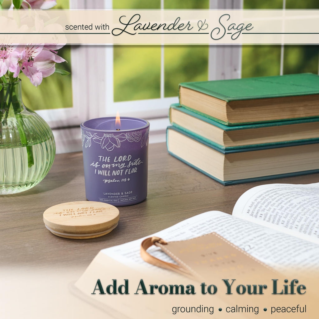 Christian Art Gifts Natural Soy Wax Inspirational Scripture Scented Candle: All Things for Good Bible Verse, Glass Jar, Bamboo Lid, Pure Essential Oils, Lead-Free Cotton Wick, Calming Breeze Scent