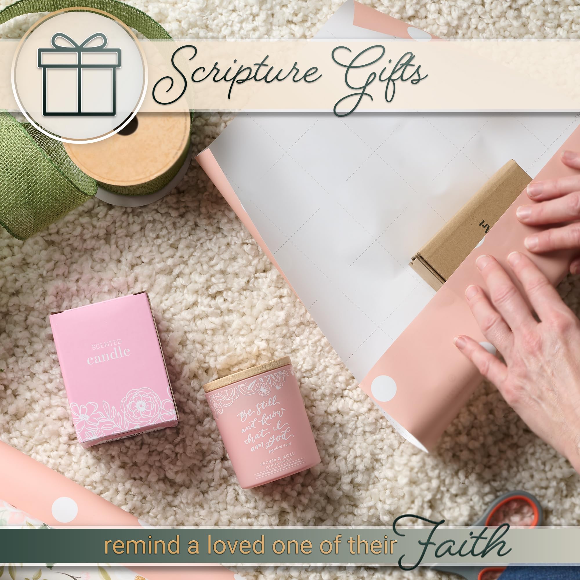 Christian Art Gifts Natural Soy Wax Inspirational Scripture Scented Candle: All Things for Good Bible Verse, Glass Jar, Bamboo Lid, Pure Essential Oils, Lead-Free Cotton Wick, Calming Breeze Scent