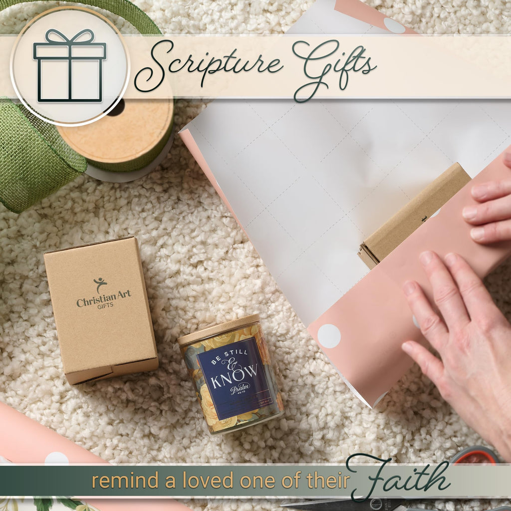 Christian Art Gifts Natural Soy Wax Inspirational Scripture Scented Candle: All Things for Good Bible Verse, Glass Jar, Bamboo Lid, Pure Essential Oils, Lead-Free Cotton Wick, Calming Breeze Scent