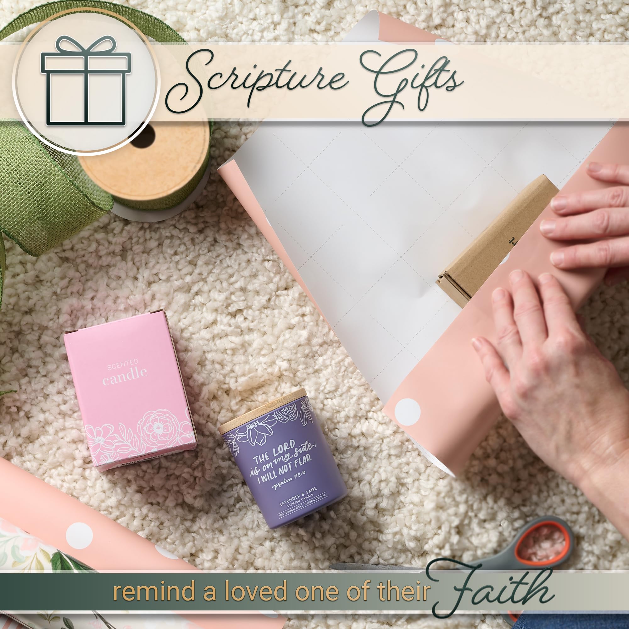 Christian Art Gifts Natural Soy Wax Inspirational Scripture Scented Candle: All Things for Good Bible Verse, Glass Jar, Bamboo Lid, Pure Essential Oils, Lead-Free Cotton Wick, Calming Breeze Scent