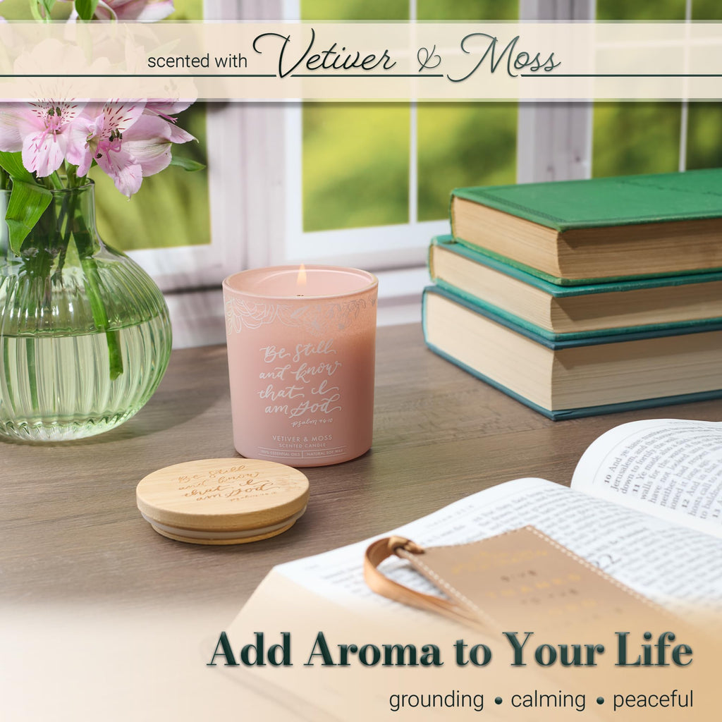 Christian Art Gifts Natural Soy Wax Inspirational Scripture Scented Candle: All Things for Good Bible Verse, Glass Jar, Bamboo Lid, Pure Essential Oils, Lead-Free Cotton Wick, Calming Breeze Scent