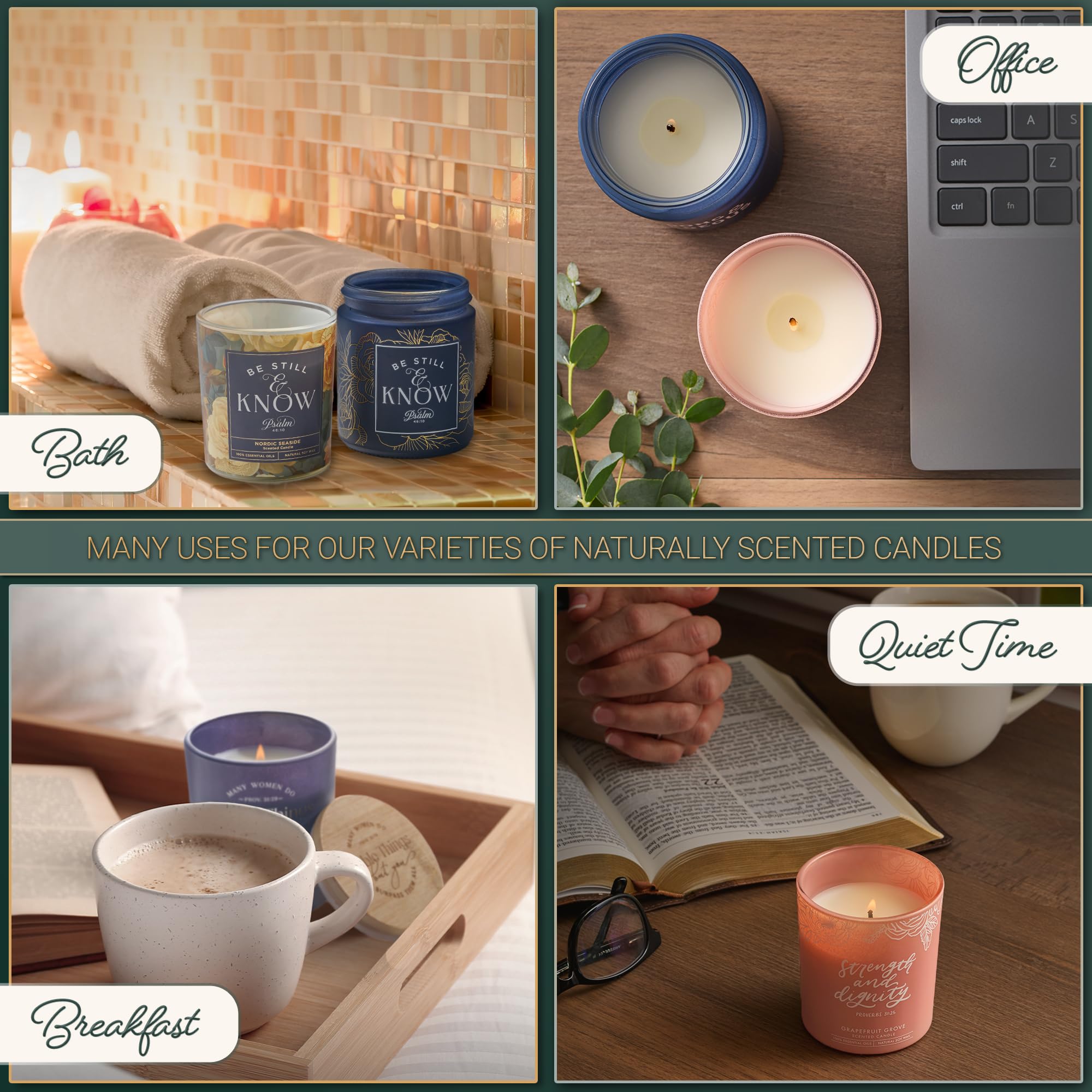 Christian Art Gifts Natural Soy Wax Inspirational Scripture Scented Candle: All Things for Good Bible Verse, Glass Jar, Bamboo Lid, Pure Essential Oils, Lead-Free Cotton Wick, Calming Breeze Scent