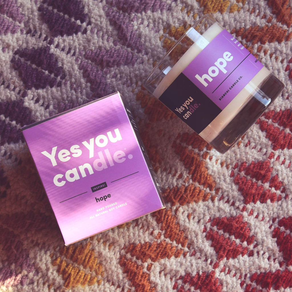 Hope, Inspirational 8oz Highly Scented Candle, Soy, Made in USA, Great Message, Pure Essential Oils, Holiday Gift, Aromatherapy, 100% Pure, Vanilla and Sandalwood